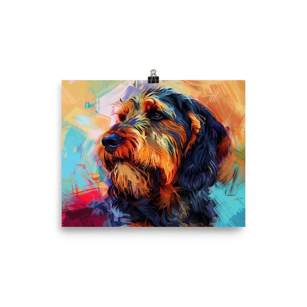 Otterhound Abstract Colorful Dog Art with Vibrant Background Poster - Oh Posters
