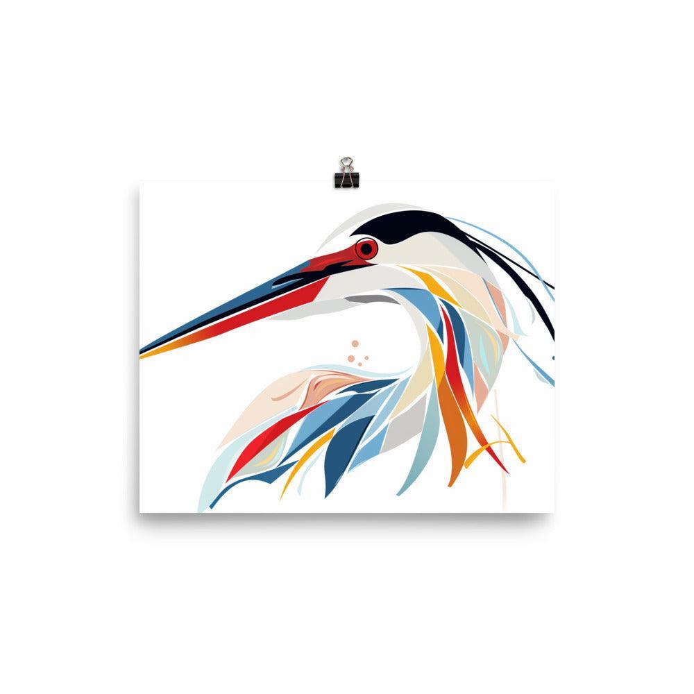 Egret Vibrant Abstract Design Art Poster - Oh Posters