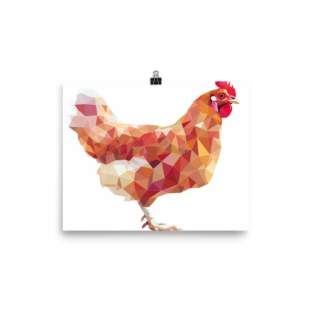 Chicken Low Poly Geometric Art Poster - Oh Posters