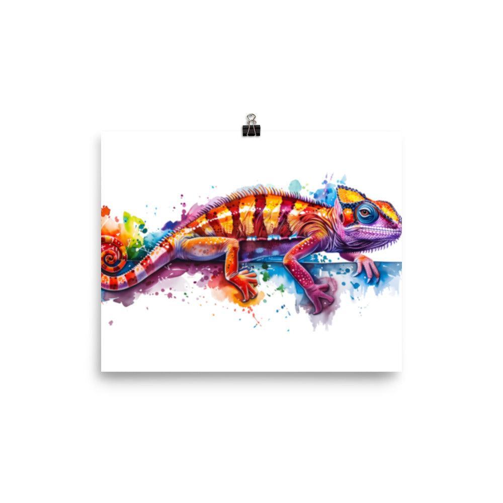 Colorful Chameleon Vibrant Splash Art Poster - Oh Posters