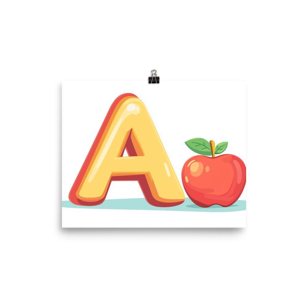 Kids Alphabet Letter A with Apple Educational Poster - Oh Posters