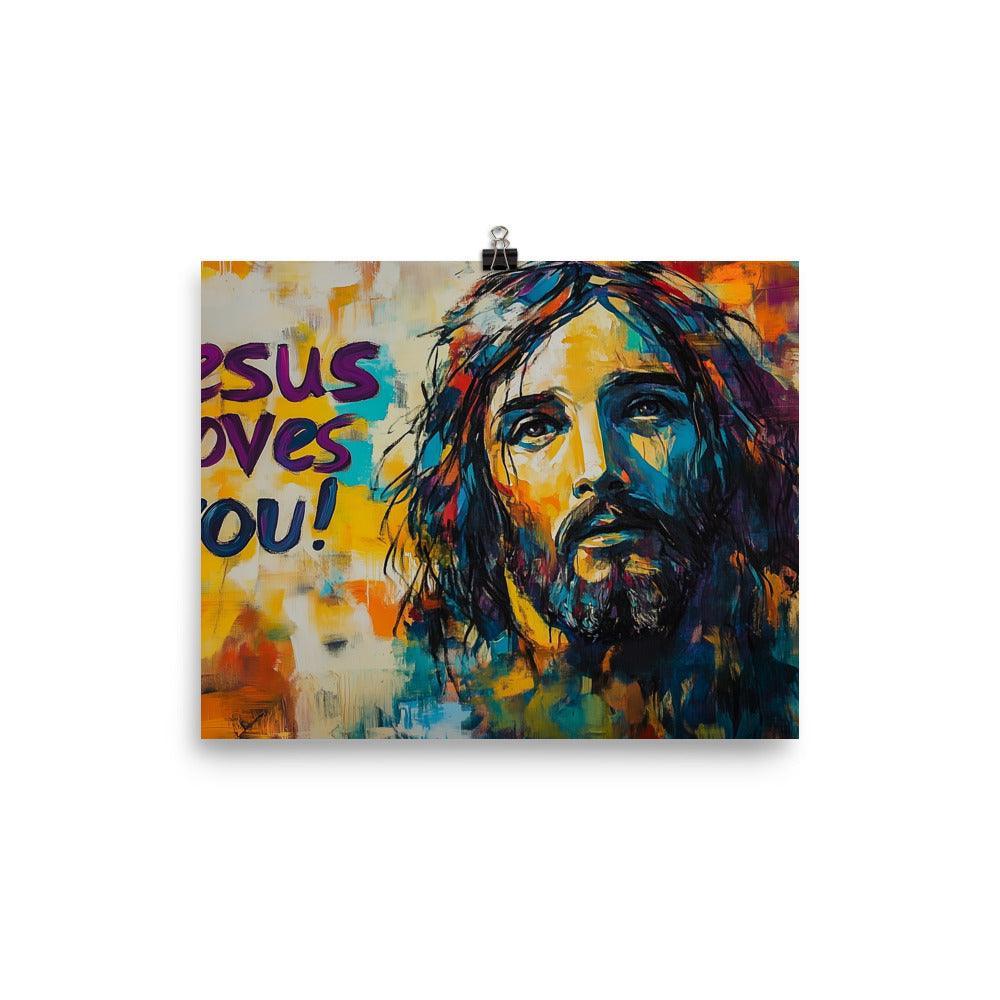 Jesus Loves You Inspirational Abstract Art Poster - Oh Posters