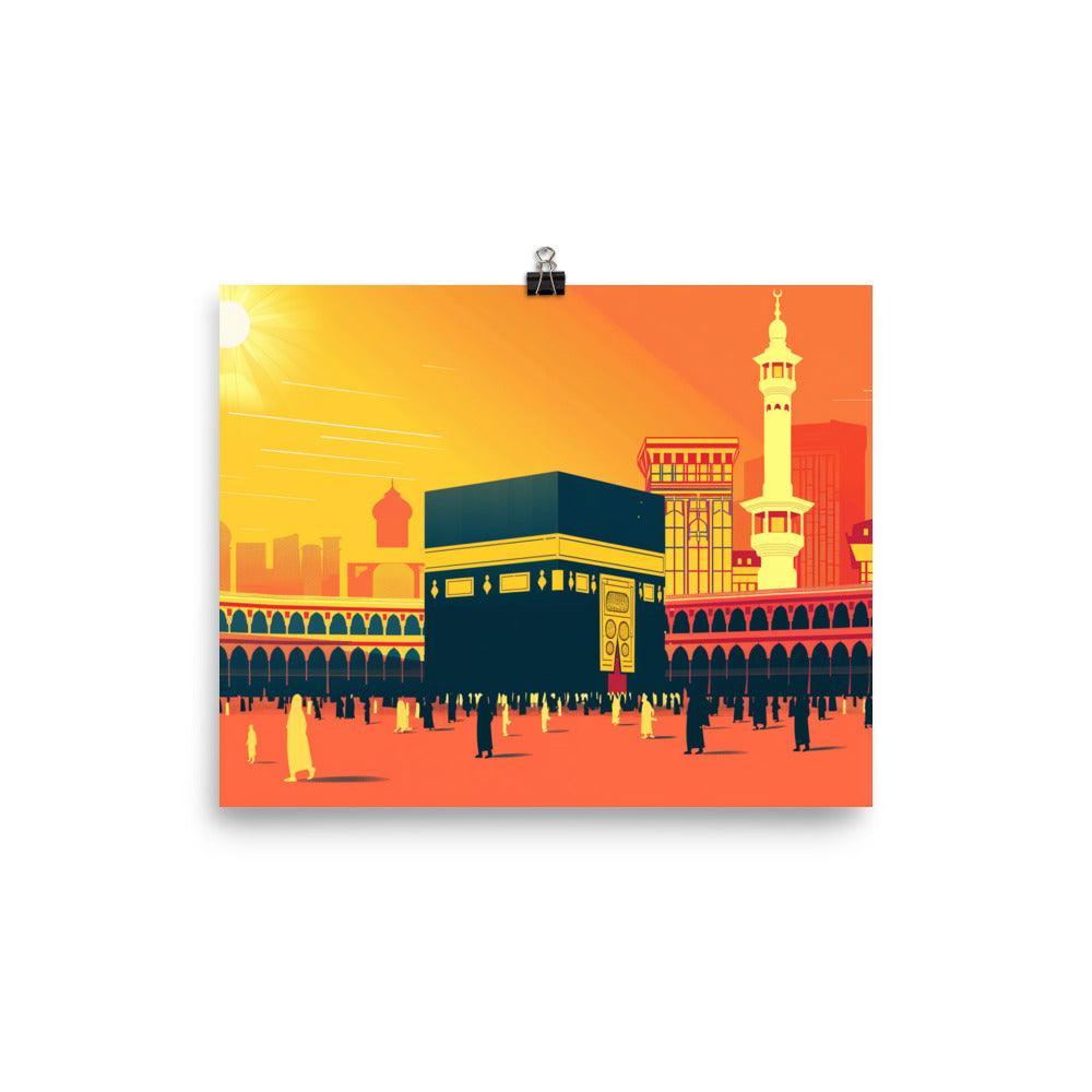 Kaaba Mecca Islamic Architecture Sunrise Illustration Poster - Oh Posters