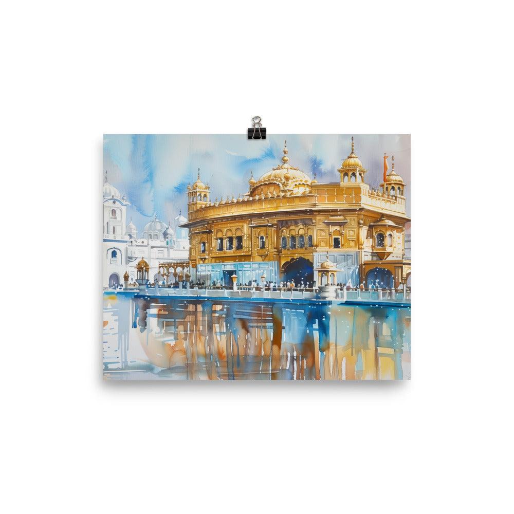 Golden Temple Sikh Architecture Watercolor Art Poster - Oh Posters