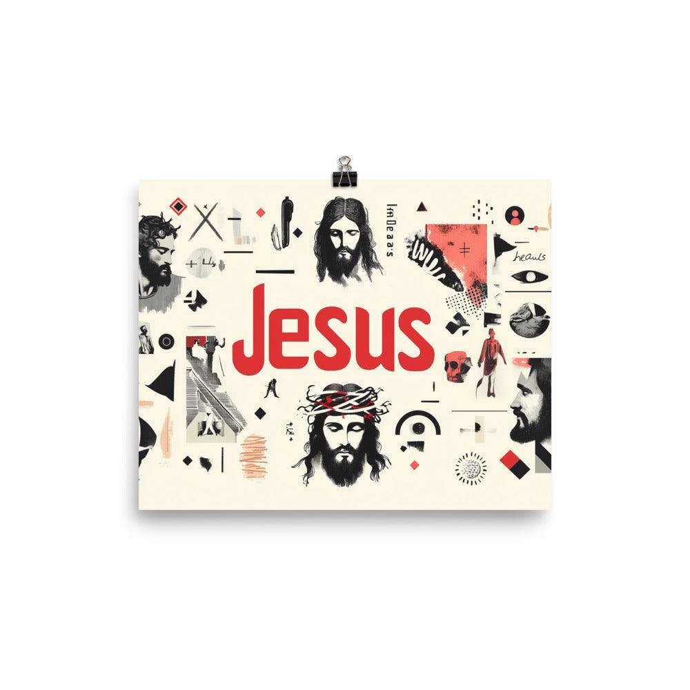 Jesus Modern Minimalist Spiritual Collage Art Poster - Oh Posters