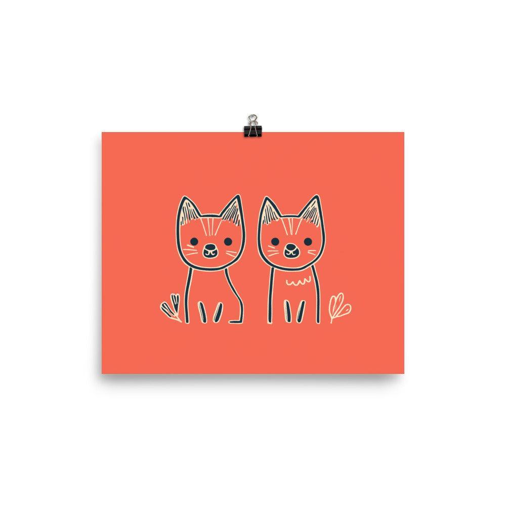 Cartoon Minimalist Dingos Digital Illustration Poster - Oh Posters