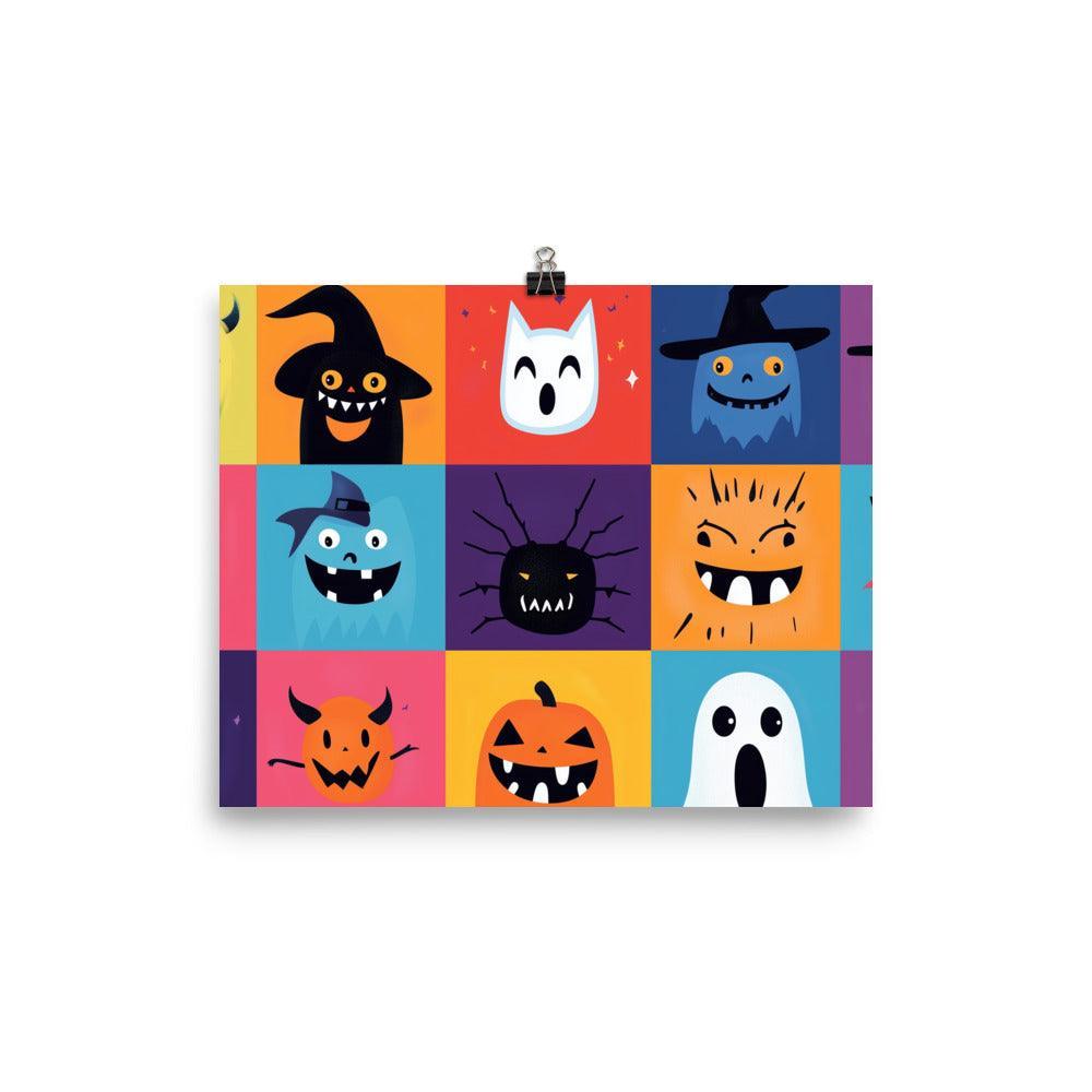 Fun Halloween Creatures Cartoon Style Grid Poster - Oh Posters