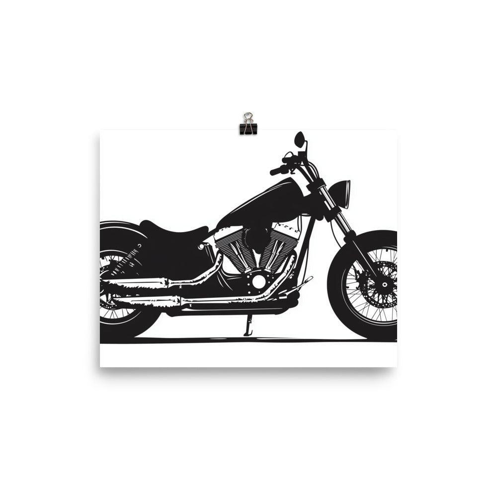 Classic Cruiser Motorcycle Silhouette Black and White Art Poster - Oh Posters