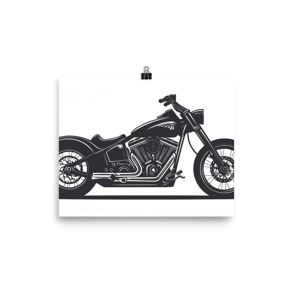 Retro Style Motorcycle Line Art Illustration Poster - Oh Posters