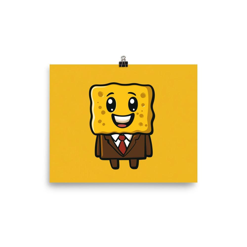 Cute Sponge Character in Suit Playful Cartoon Art Poster - Oh Posters