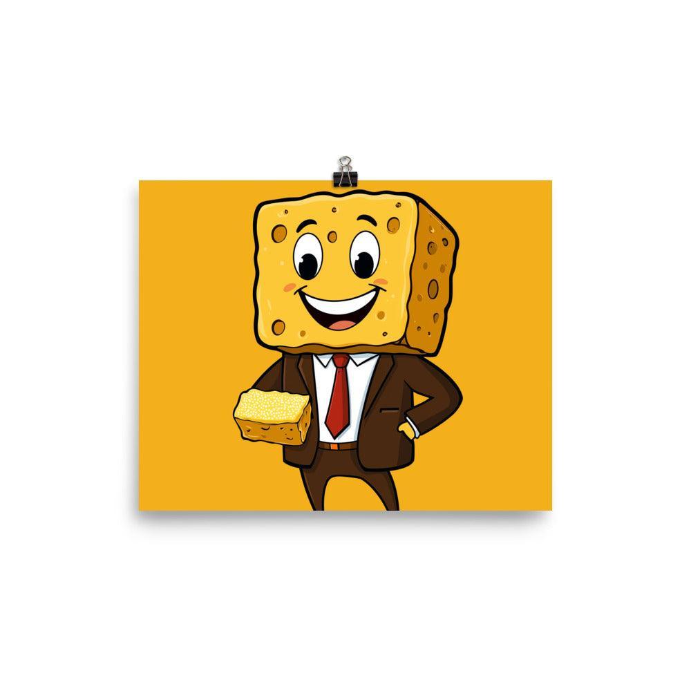Sponge Cartoon Character in Business Suit Digital Art Poster - Oh Posters