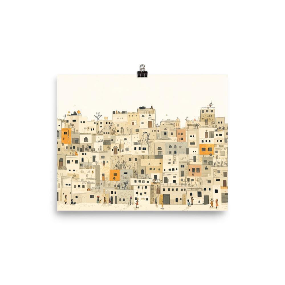 Palestine Traditional Beige Cityscape Illustration Poster - Oh Posters