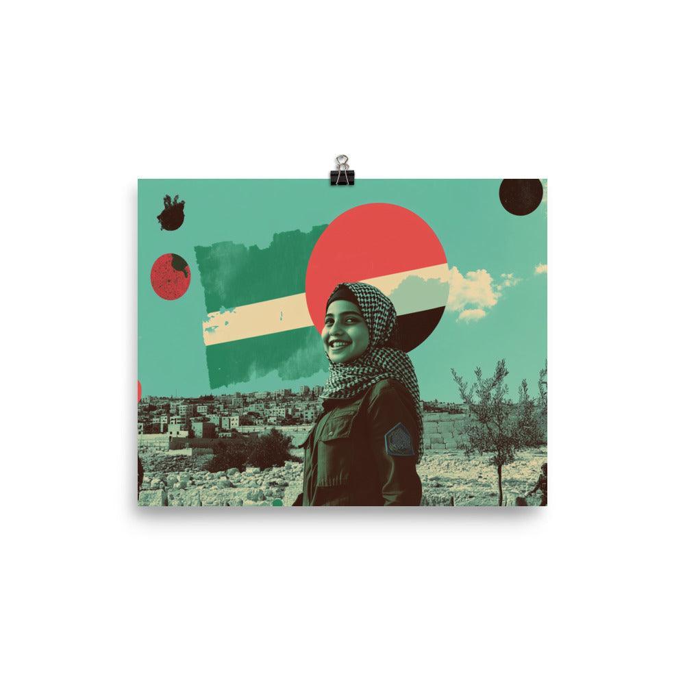 Palestinian Girl Smiling Pop Art Collage Poster - Oh Posters
