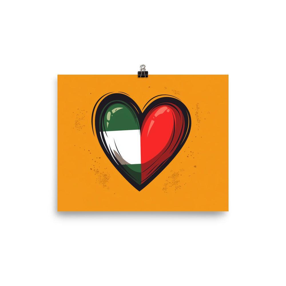 Palestinian Heart Flag Symbol on Orange Background Poster - Oh Posters