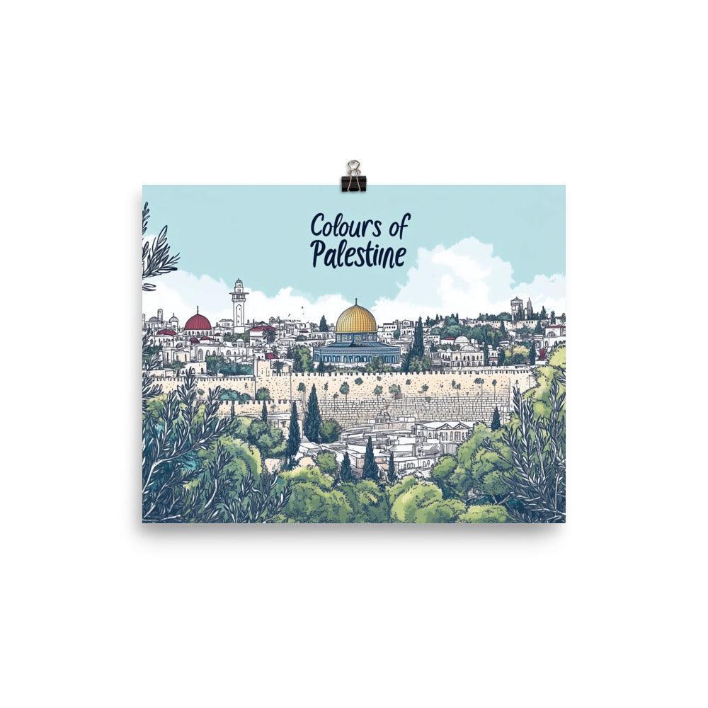 Colours of Palestine Dome of the Rock Landscape Art Poster - Oh Posters