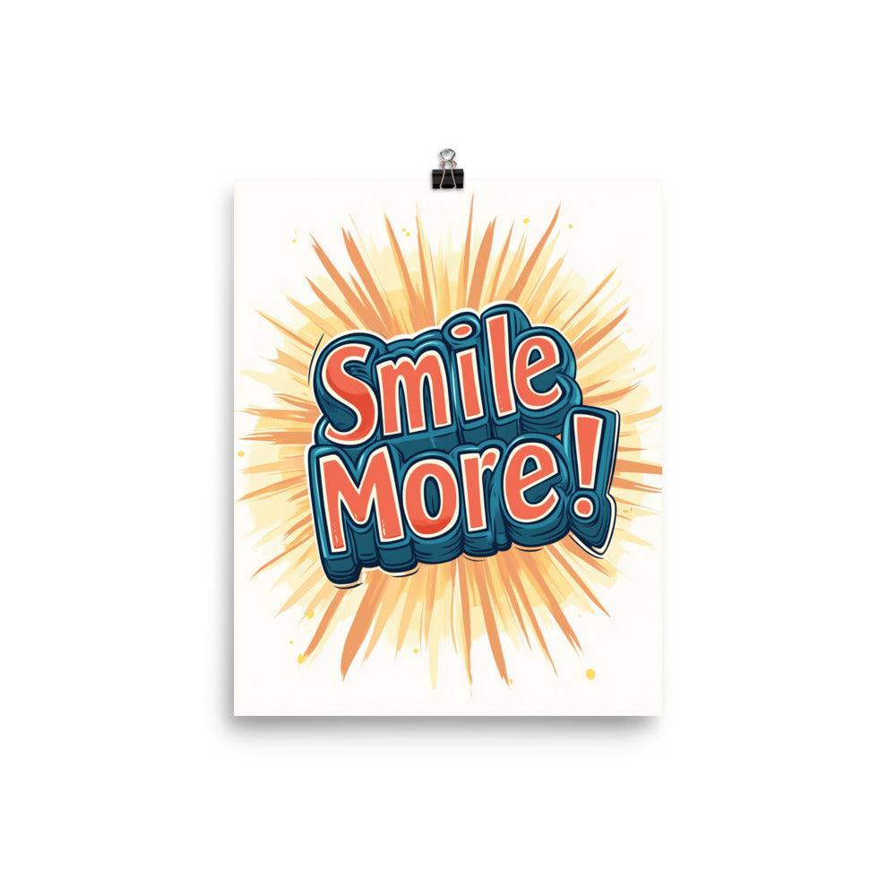 Smile More Playful Typography with Bright Sunburst Poster - Oh Posters