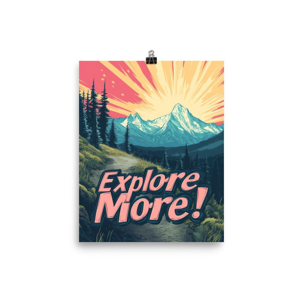 Explore More Mountain Sunset Scene with Pathway and Pink Sky Poster - Oh Posters