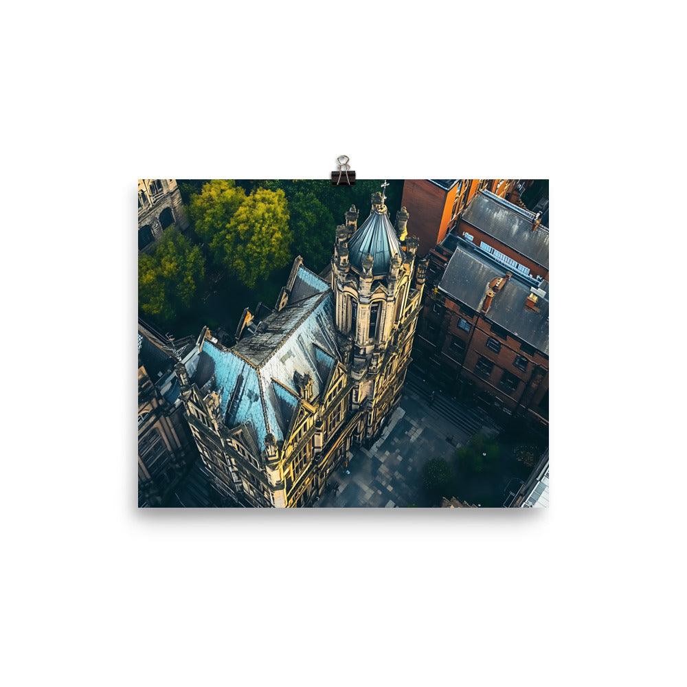 Manchester Aerial View Architecture Charm Urban Skyline Poster - Oh Posters