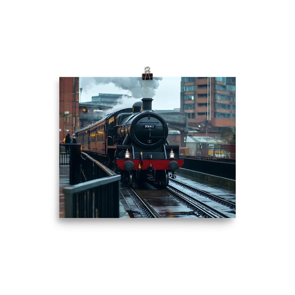 Manchester Steam Train Adventure Through Iconic Urban Landscape Poster - Oh Posters