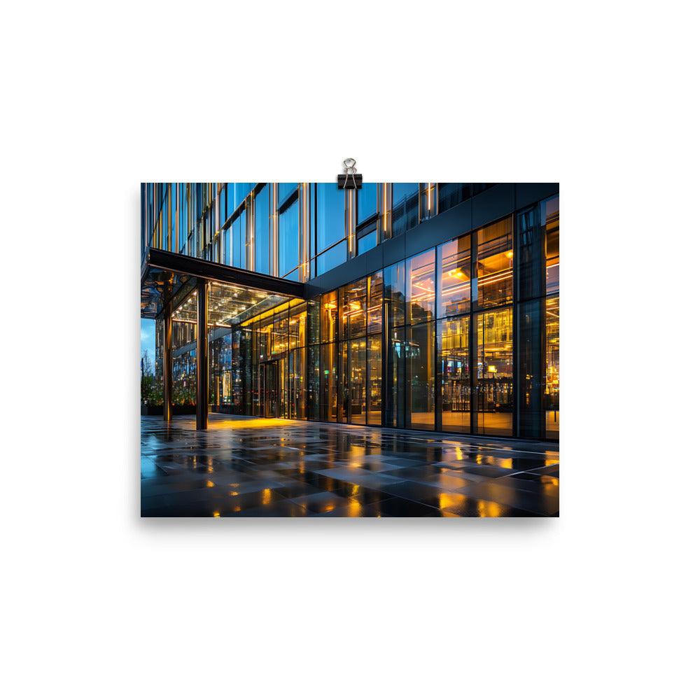 Manchester City Reflections On Modern Architecture Evening Lights Poster - Oh Posters