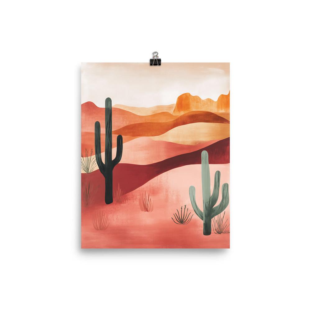 Boho Desert Landscape Cactus Serenity in Warm Earth Tones Poster - Oh Posters
