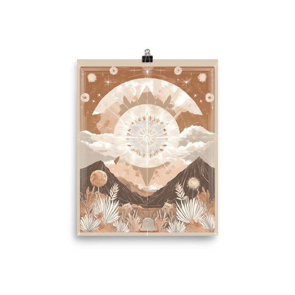 Boho Cosmic Landscape with Mountains and Stars Poster - Oh Posters
