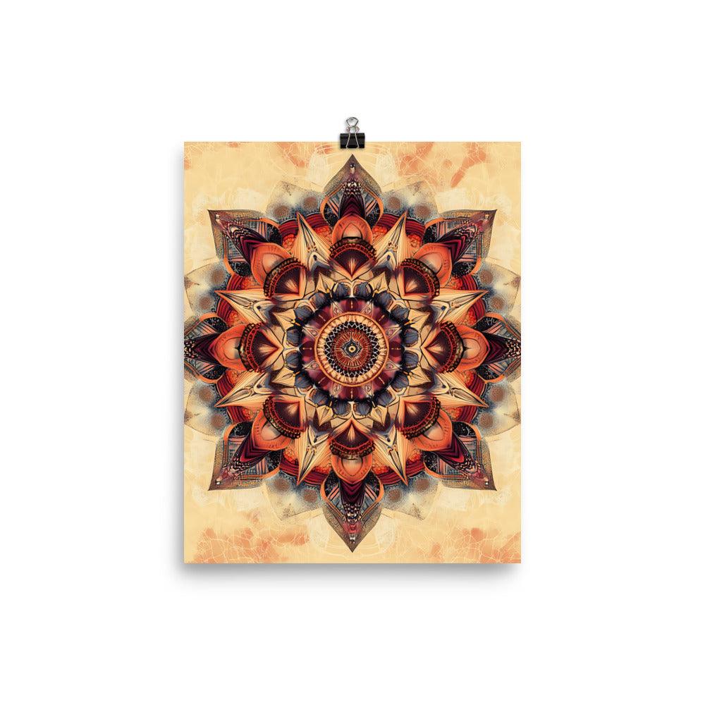 Boho Mandala Intricate Art with Warm Tones for Spiritual Connection and Meditation Enthusiasts Poster - Oh Posters