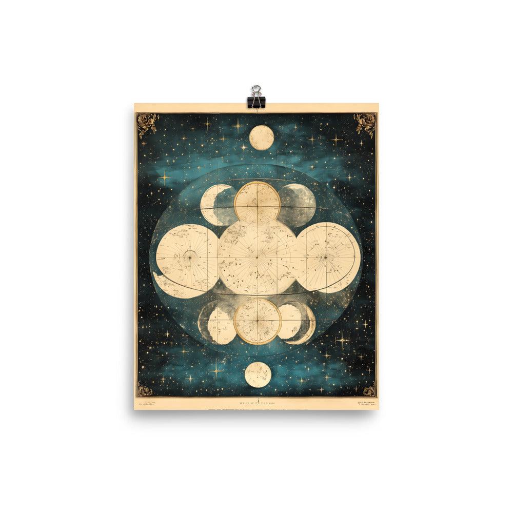 Boho Celestial Moon Phases Vintage Astronomy Art for Spiritual Souls Poster - Oh Posters
