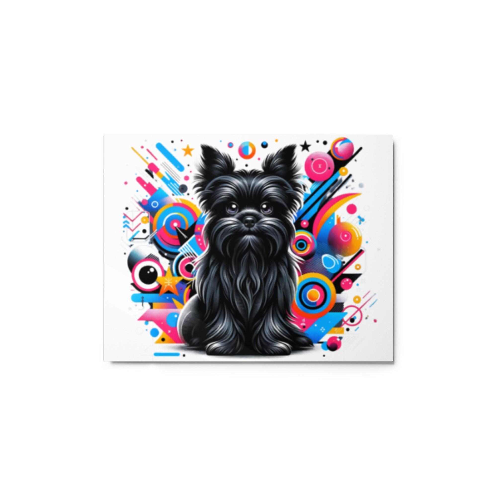 Whimsical Affenpinscher Cartoon with Modern Elements Background Metal Poster - Oh Posters