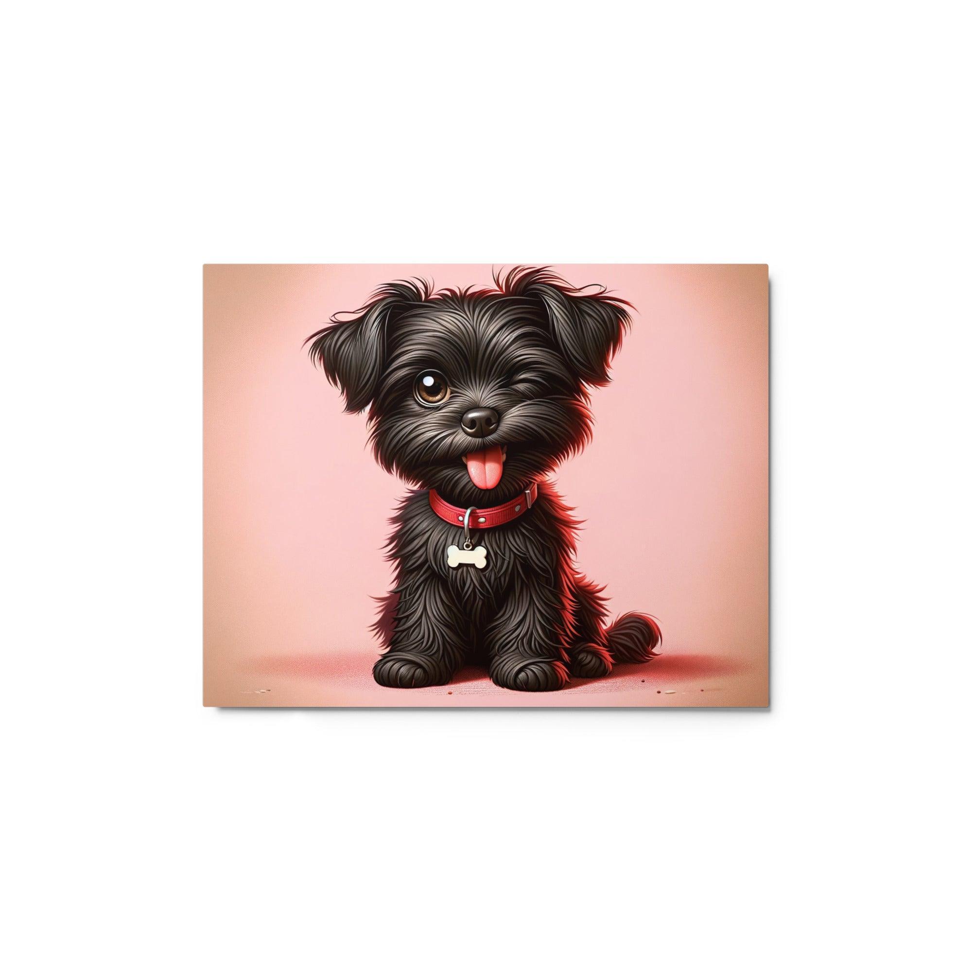 Winking Affenpinscher with Playful Expression and Red Collar Metal Poster - Oh Posters