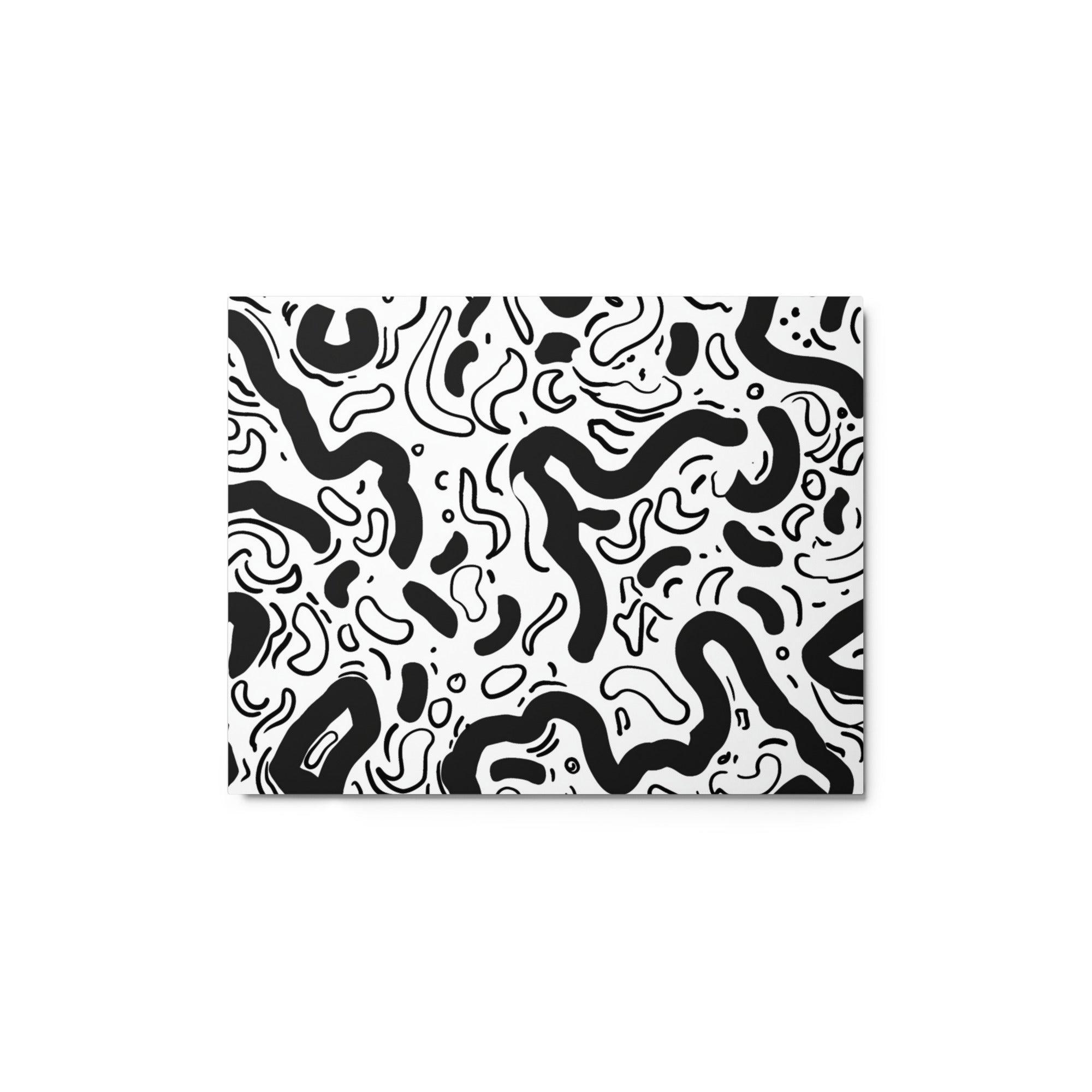 Dynamic Black and White Doodle Swirls Art Metal Poster - Oh Posters