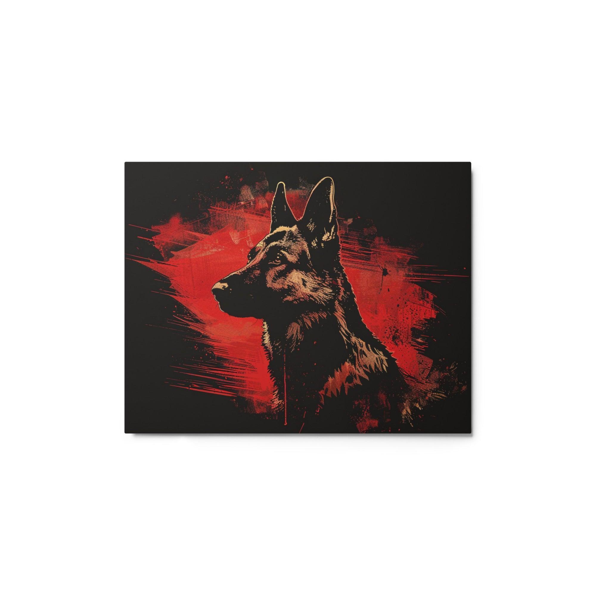 German Shepherd Red Abstract Metal Poster - Oh Posters