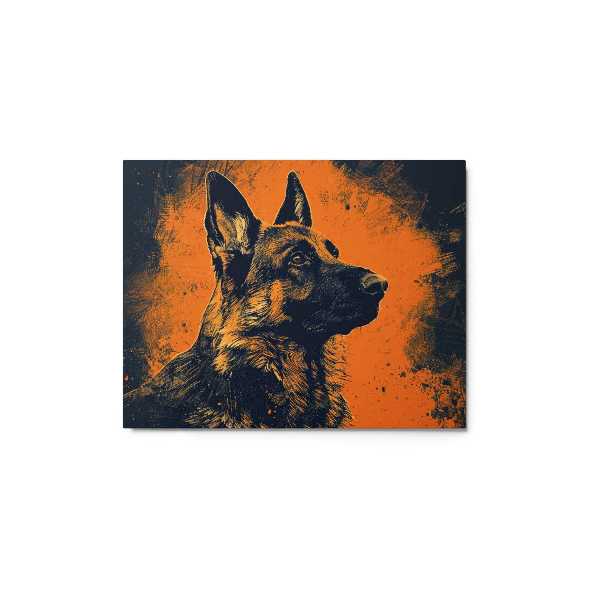 German Shepherd Orange Glow Art Metal Poster - Oh Posters