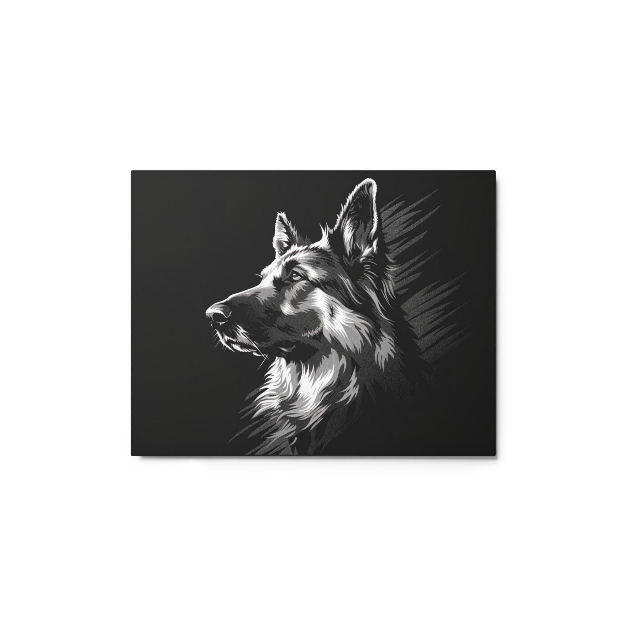 German Shepherd Noir Silhouette Metal Poster - Oh Posters