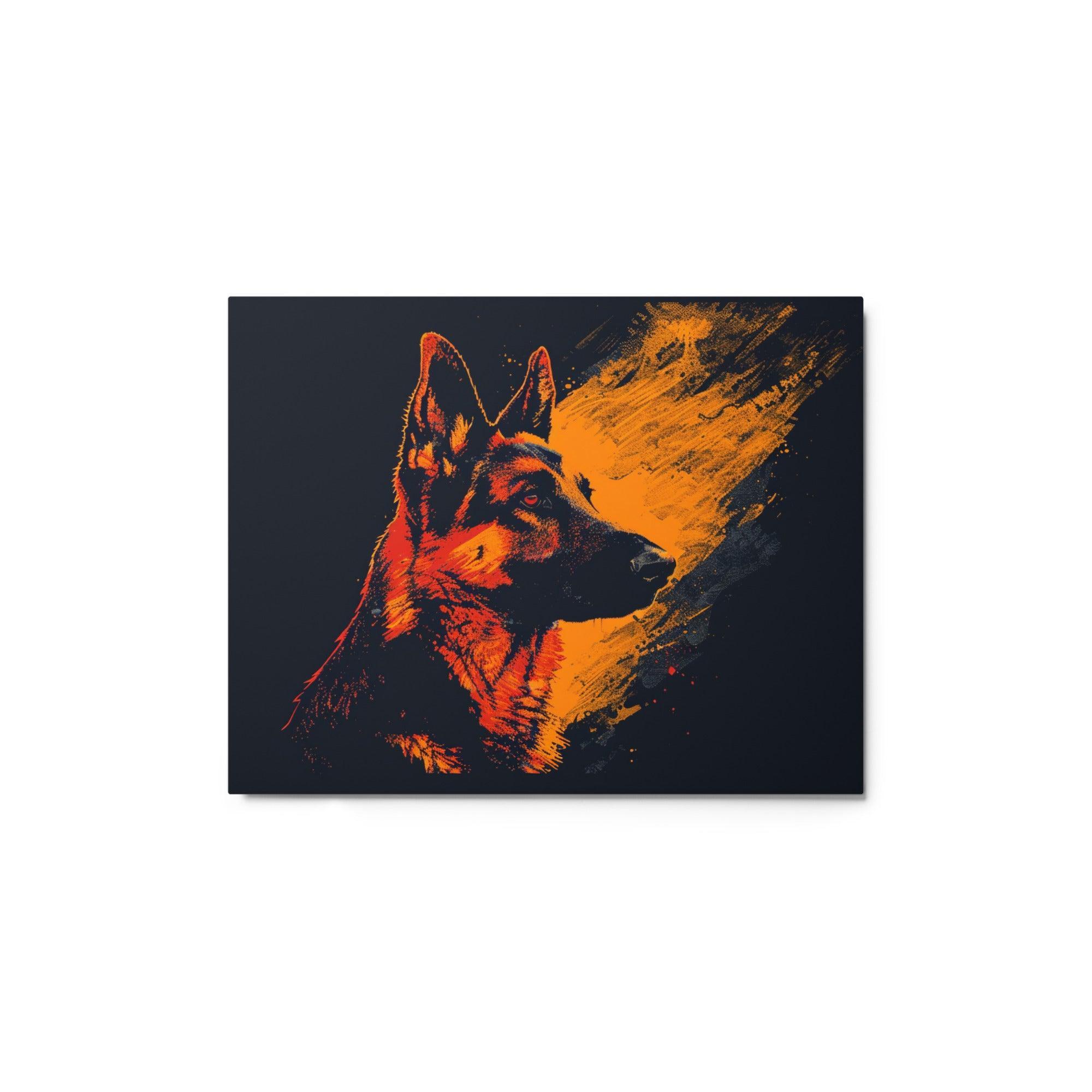 German Shepherd in Shadows Graphic Metal Poster - Oh Posters