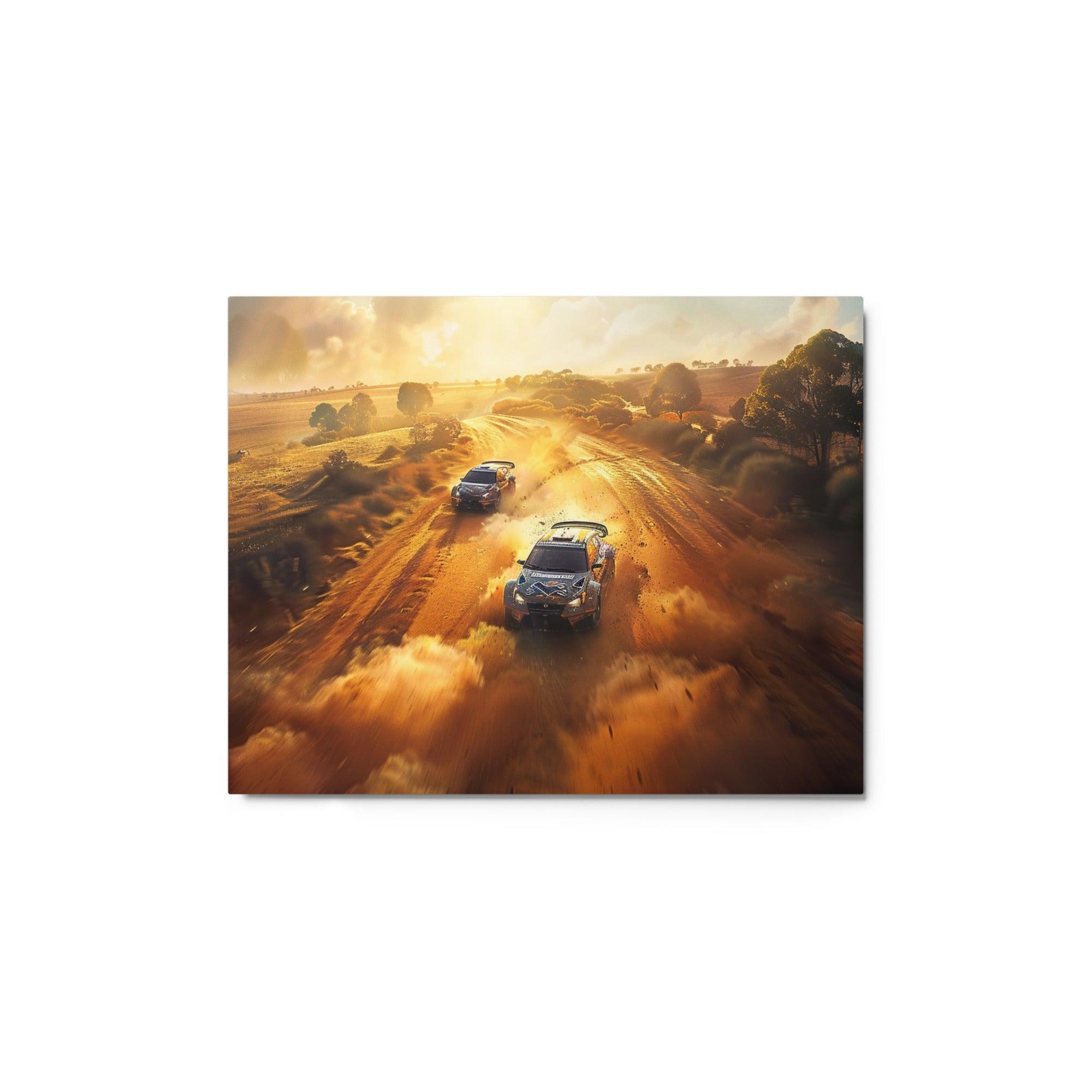 Sunset Dust Rally Tandem Racing Metal Poster - Oh Posters