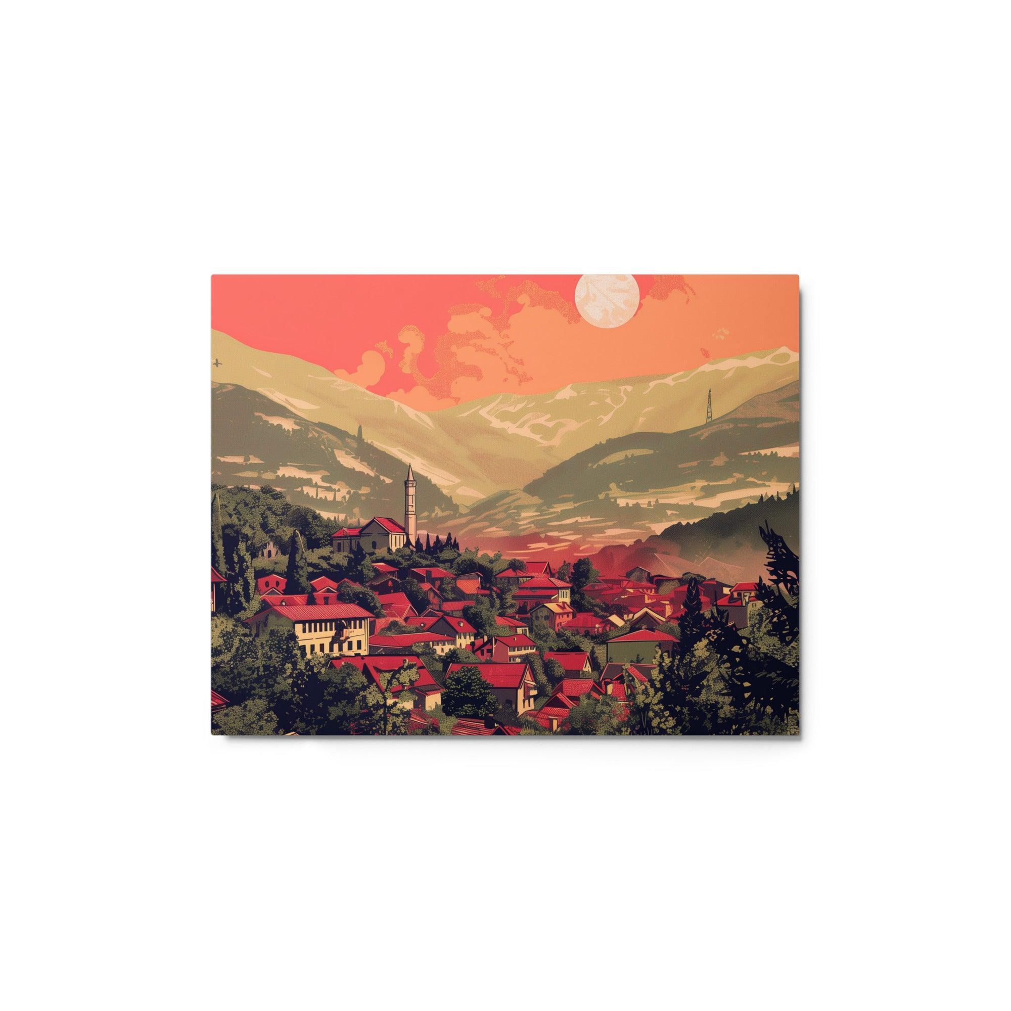 Kosovo Picturesque Mountain Village Sunset Metal Poster - Oh Posters