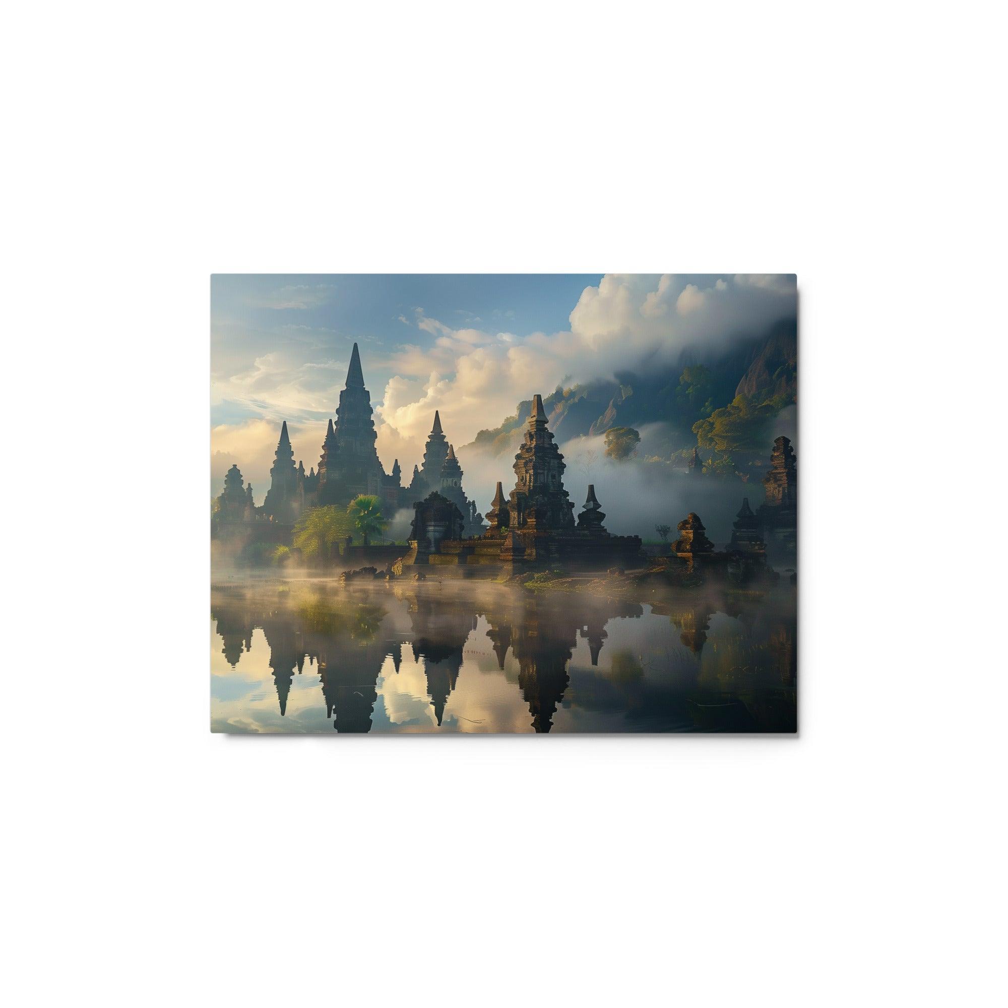 Indonesia Ancient Temple Reflections Metal Poster - Oh Posters