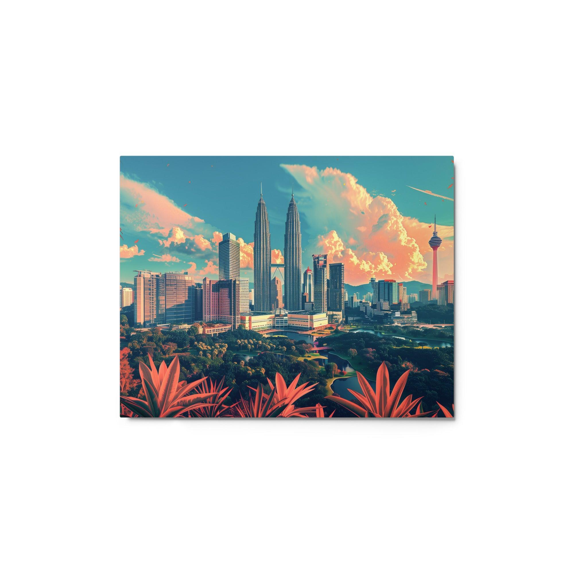 Malaysia Kuala Lumpur Skyline Tropical Panorama Metal Poster - Oh Posters