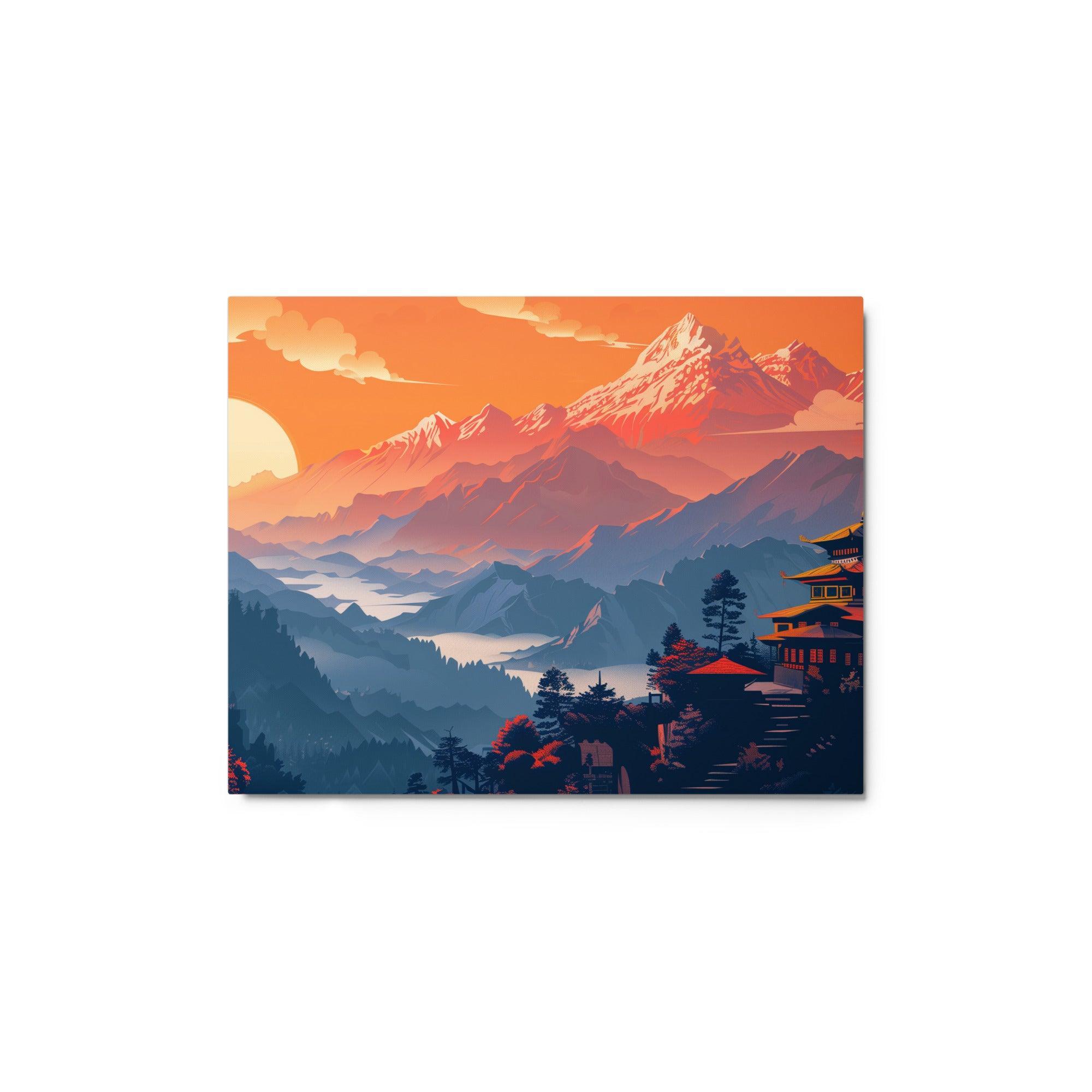 Nepal Temple Landscape at Sunrise Metal Poster - Oh Posters