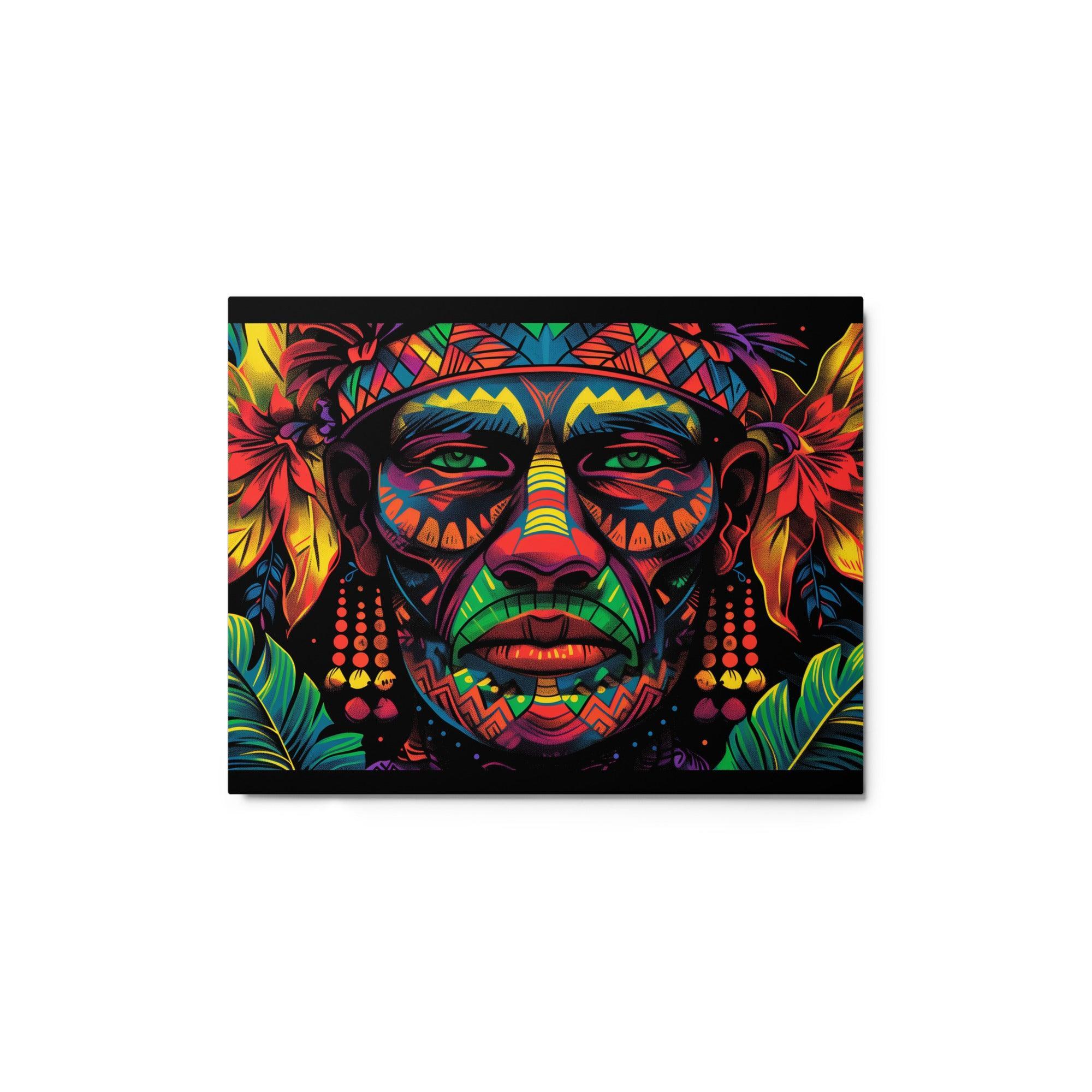 Samoan Tribal Face Art Vibrant Metal Poster - Oh Posters