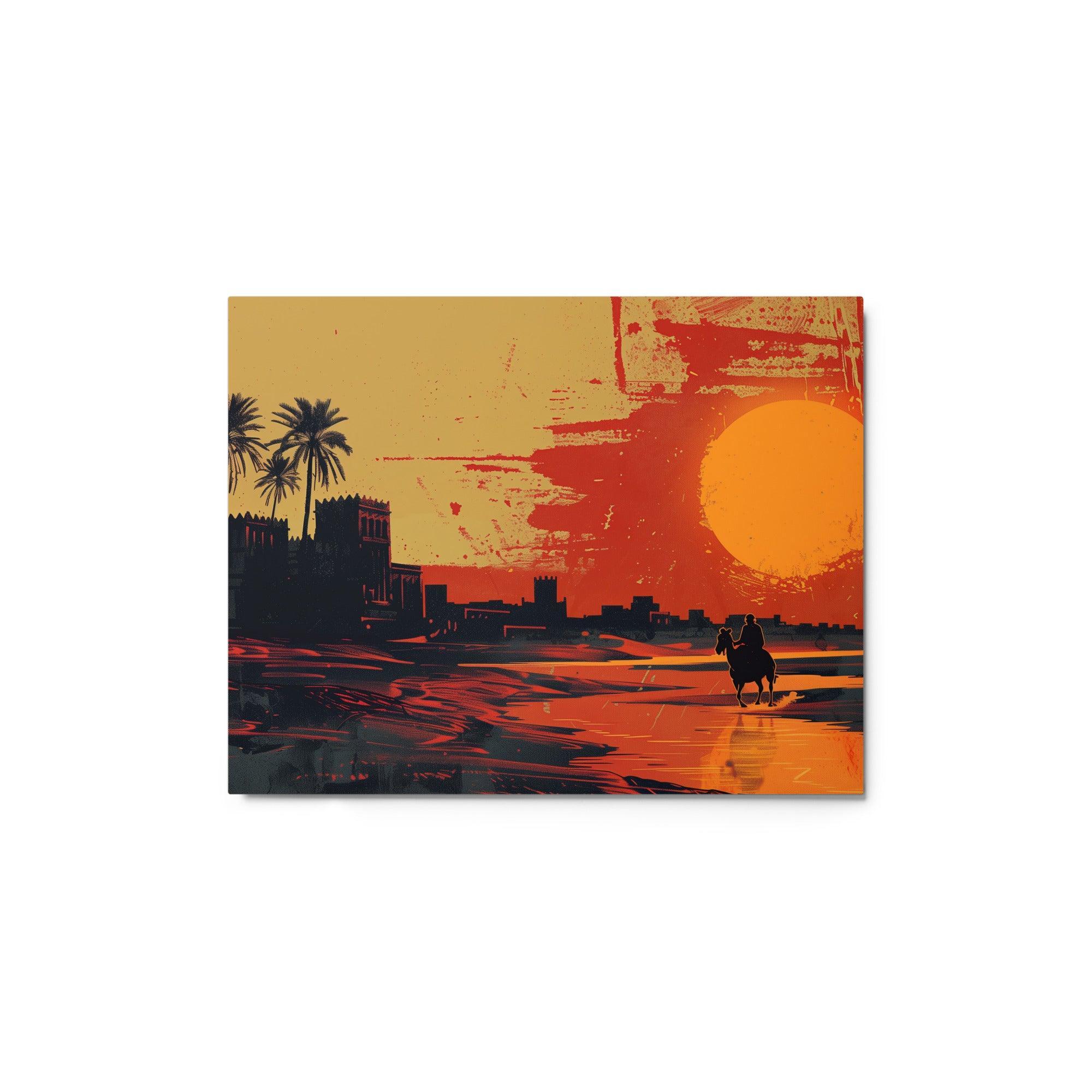 Sudan Desert Sunset Silhouette Metal Poster - Oh Posters