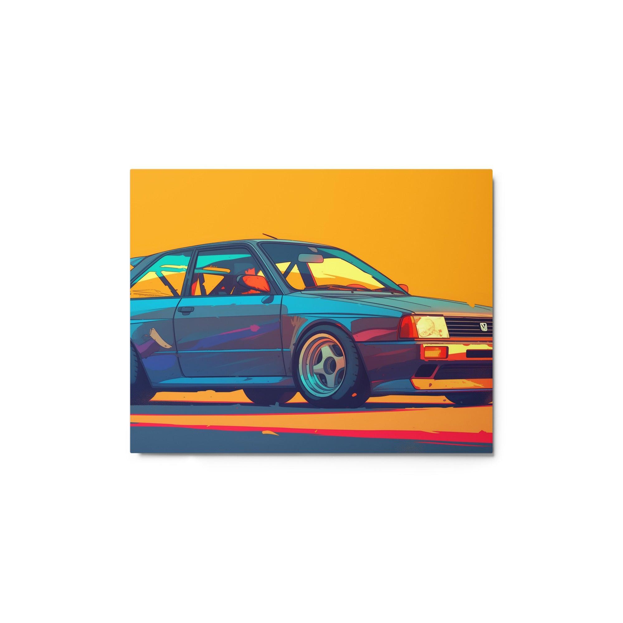 Vibrant JDM Hatchback Retro Racing Digital Art Metal Poster - Oh Posters