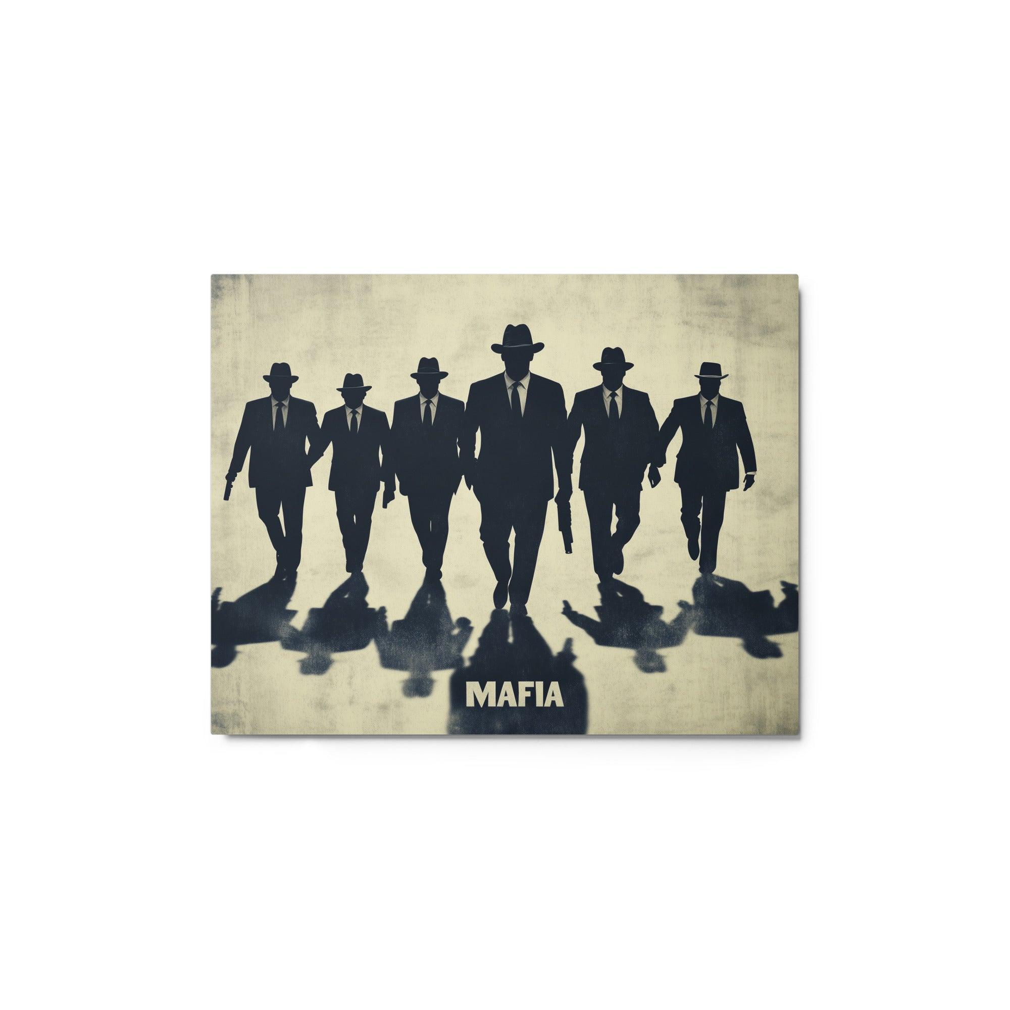 Mafia Silhouette Group Walking Noir Style Artwork Metal Poster - Oh Posters