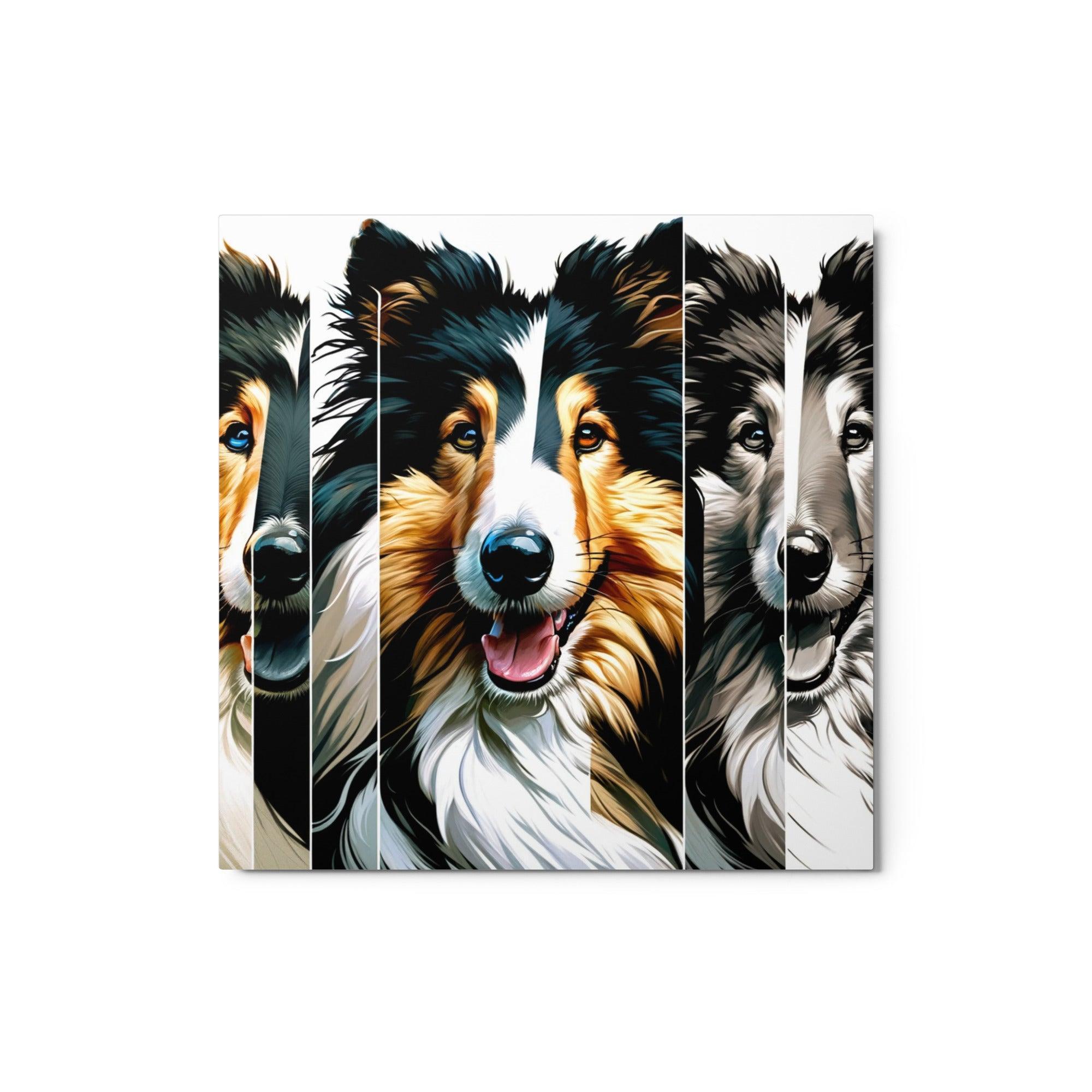 Rough Collie Dog Modern Art in Digital Abstract Style Metal Poster - Oh Posters