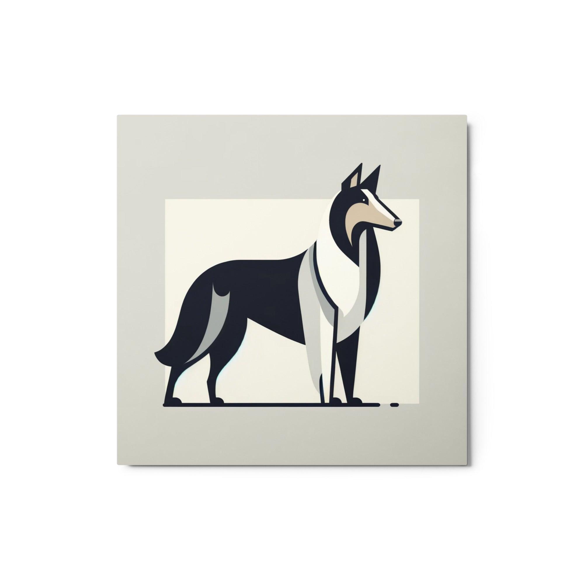 Smooth Collie Stylized Minimalist Art Clean Lines & Modern Design Metal Poster - Oh Posters