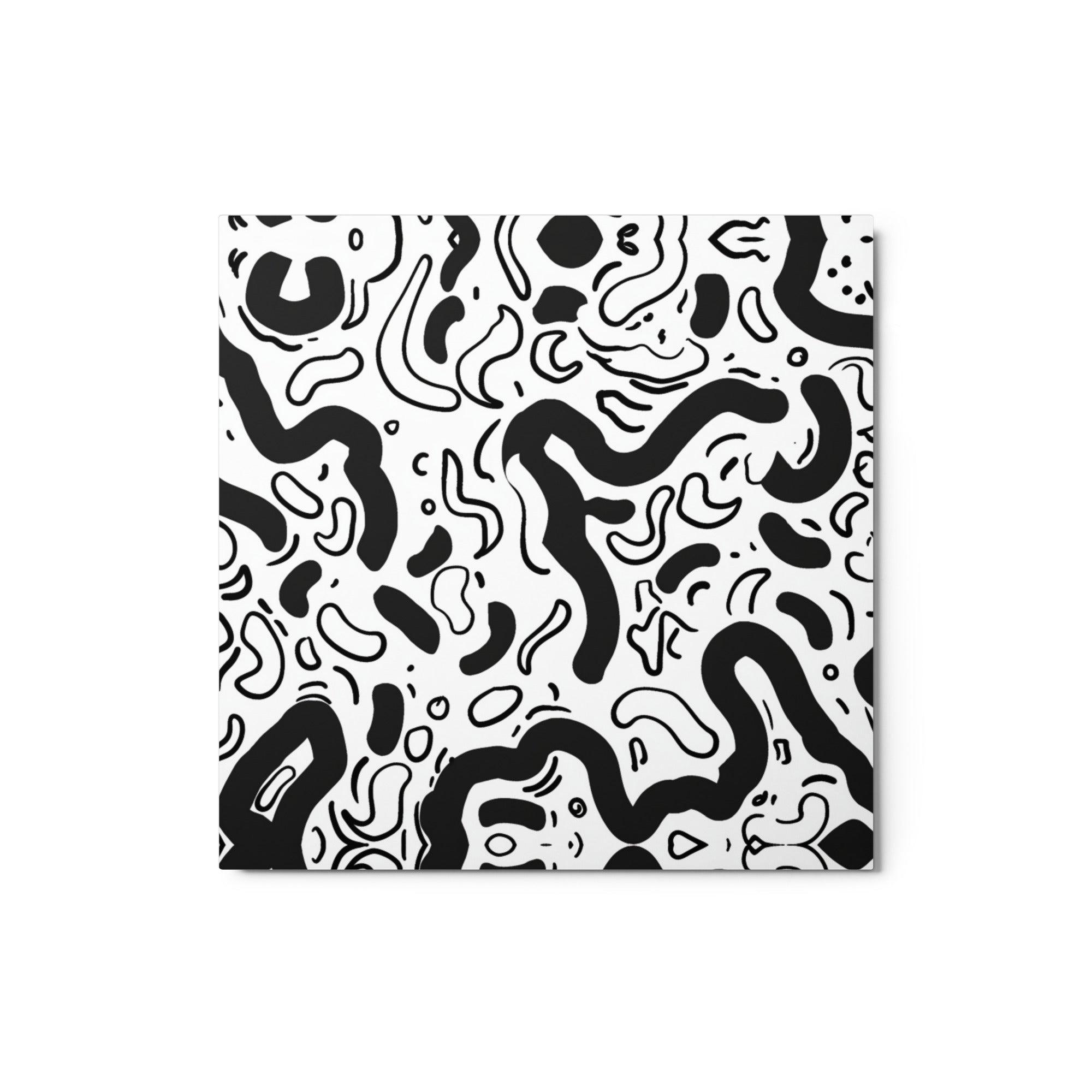 Dynamic Black and White Doodle Swirls Art Metal Poster - Oh Posters