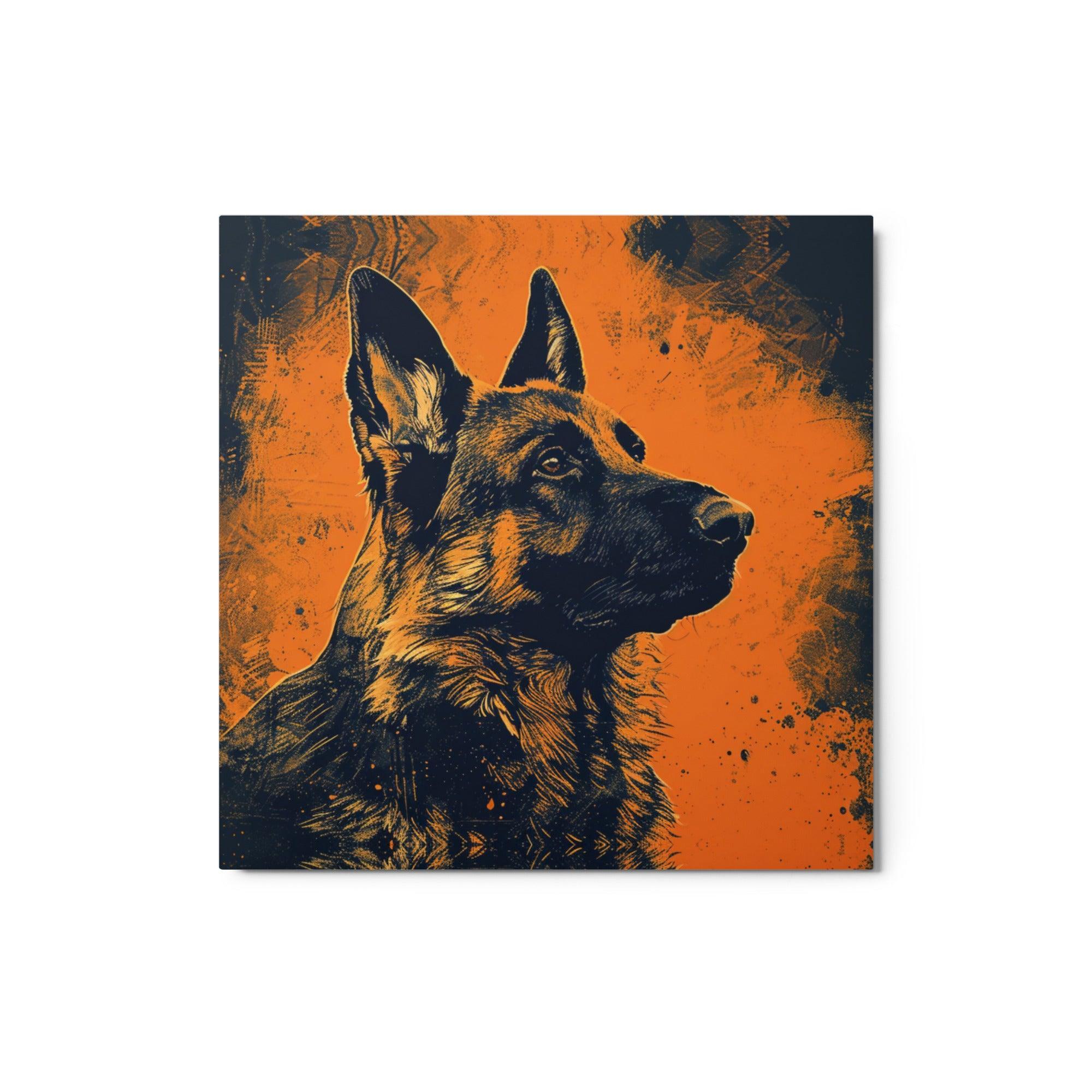 German Shepherd Orange Glow Art Metal Poster - Oh Posters