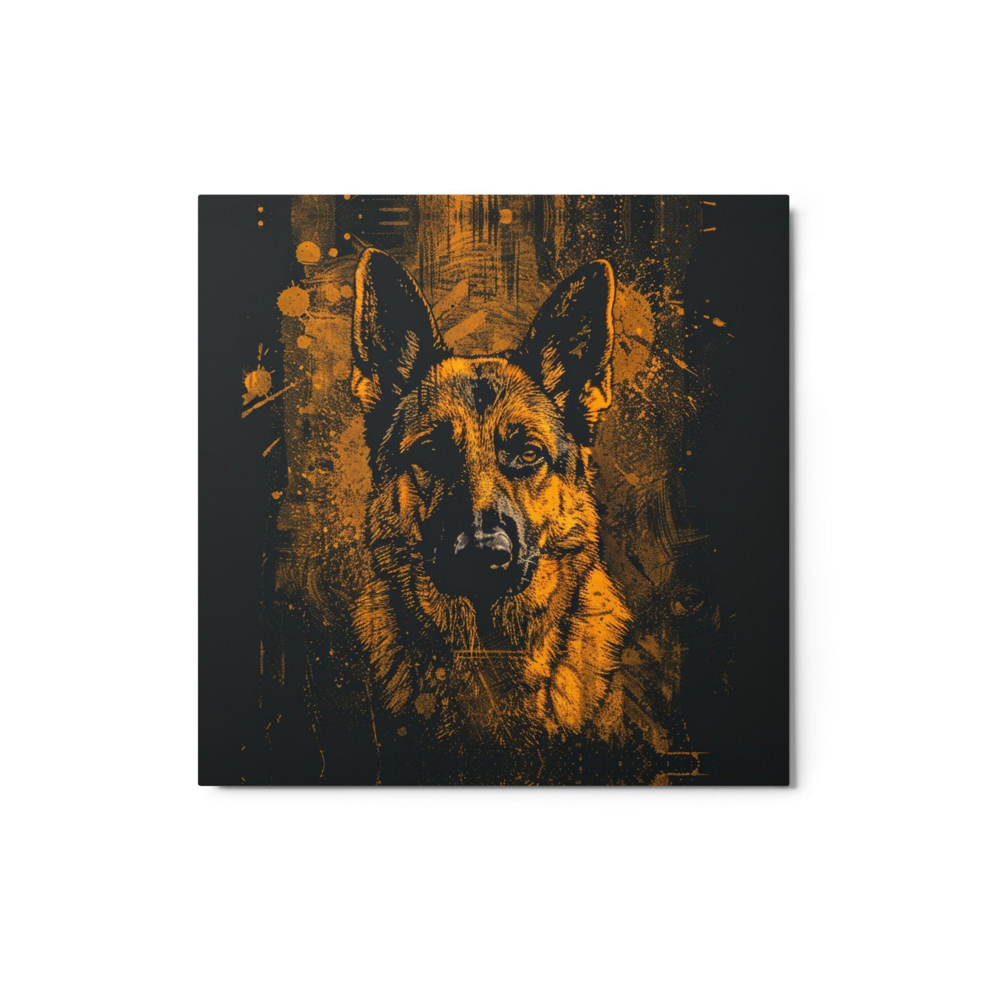 German Shepherd Profile Against Sunset Color Metal Poster - Oh Posters