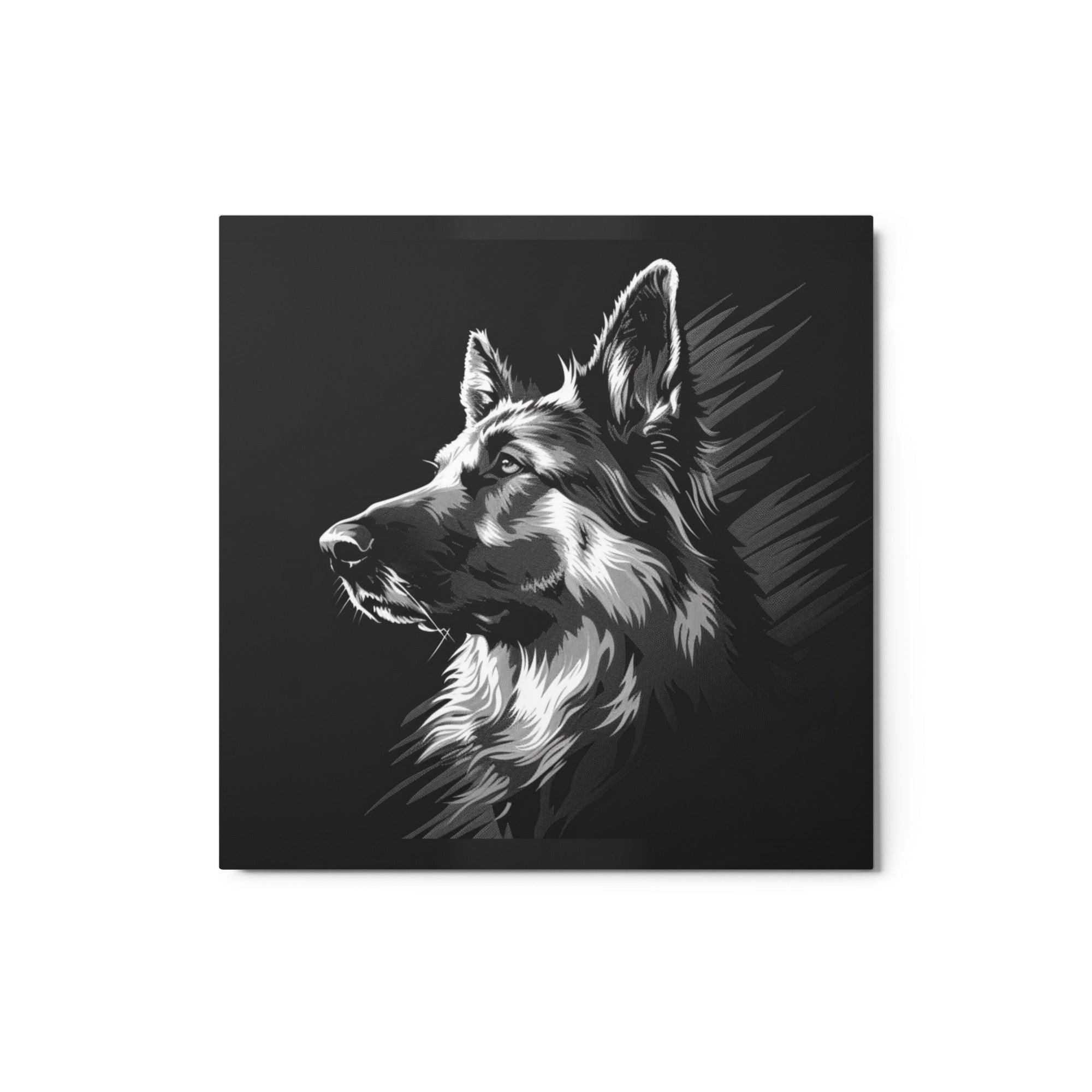 German Shepherd Noir Silhouette Metal Poster - Oh Posters